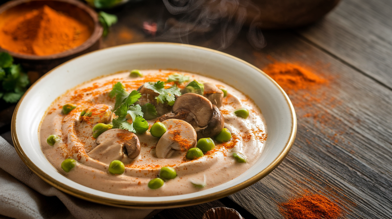 Vegan Malai Mushroom Matar: A Creamy Delight